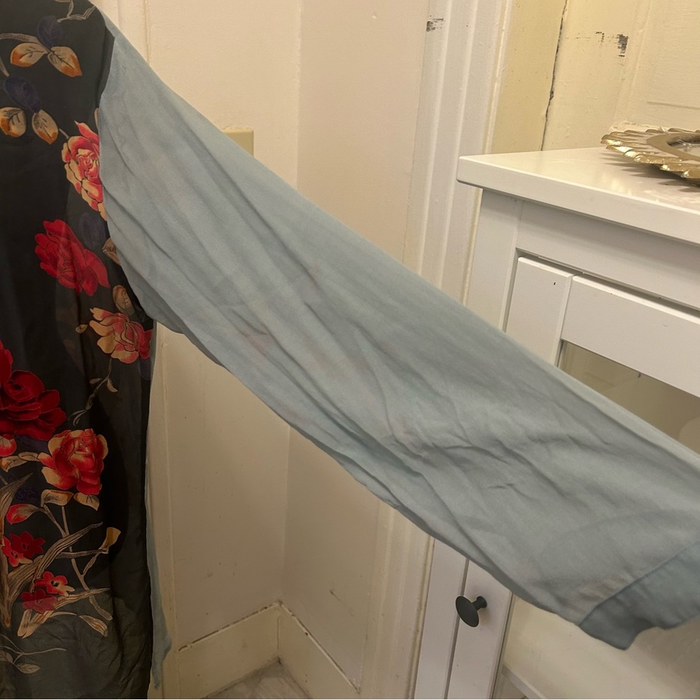 Citron Santa Monica Silk Sheer Floral Tunic Top Floral Ethereal Coquette Large - Picture 3 of 10